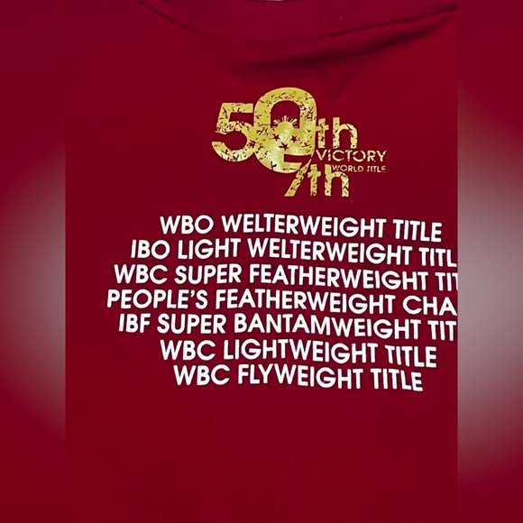 Manny Pacquiao 50th Victory Graphic T-shirt. Red Men's Size Large - Picture 5 of 7